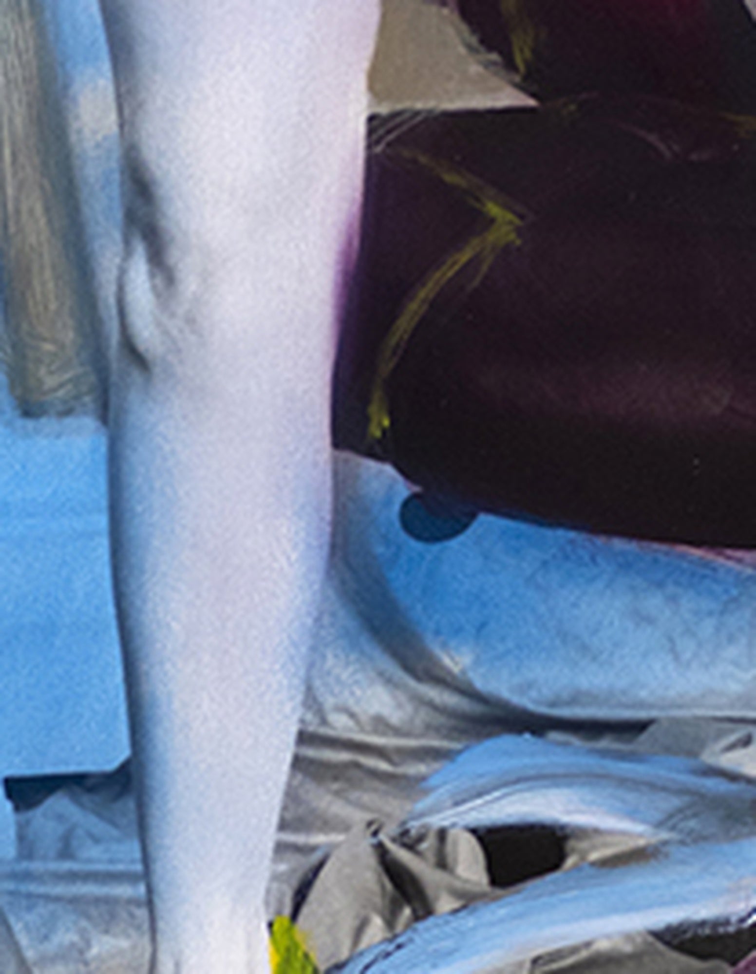 Close-up of a models leg; oil-painted on photo detail.