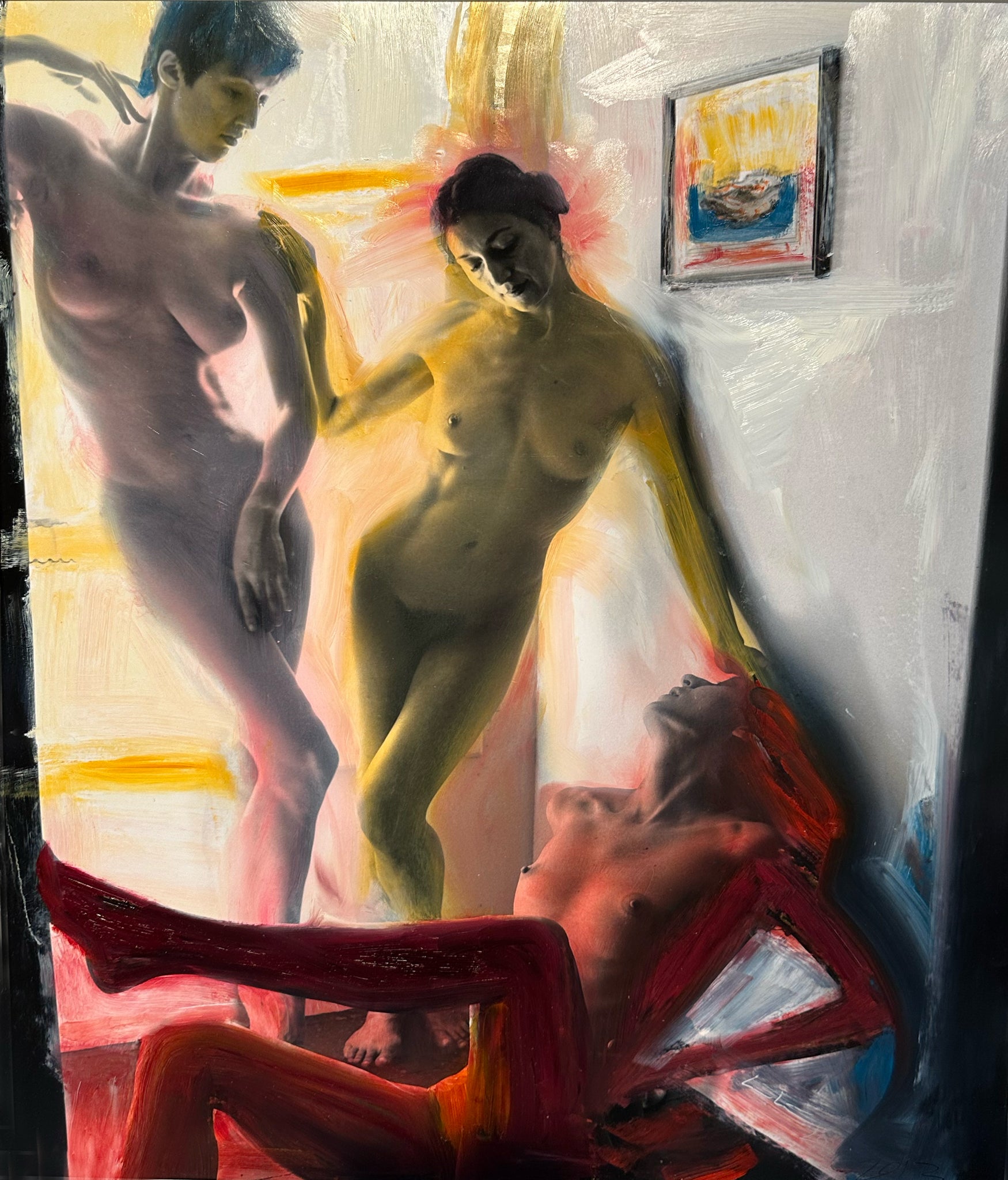 Pink, Yellow, Red Figure